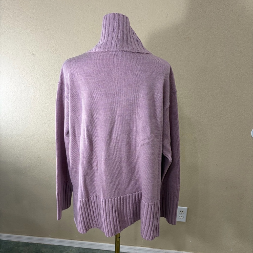 Eileen Fisher Sweater Womens M Pink Italian Merino Wool Relaxed Turtleneck Tunic - Picture 7 of 12